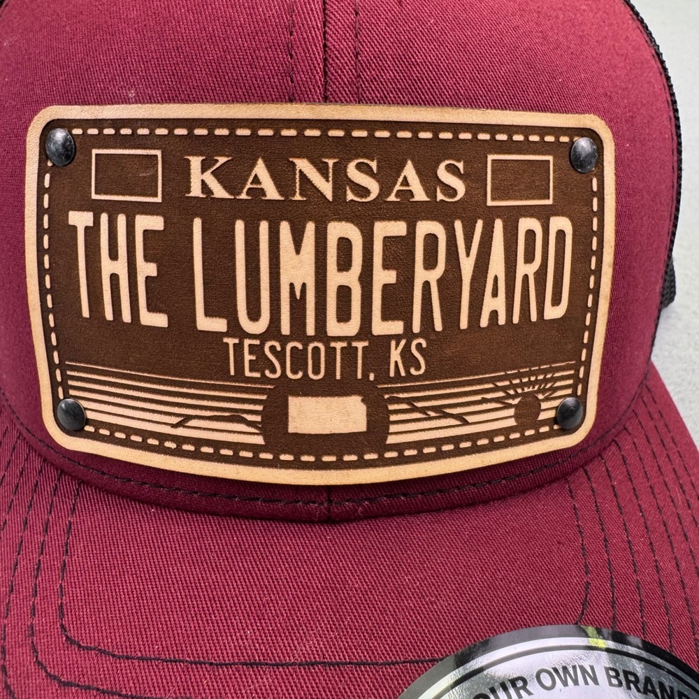 Kansas The Lumberyard Tescott KS Trucker Hat‎ Leather Patch Richardson 112